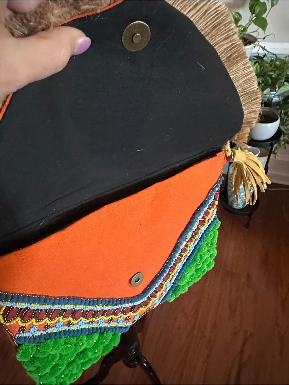 Green Embellished Fringe Crossbody Bag - Boho Statement
